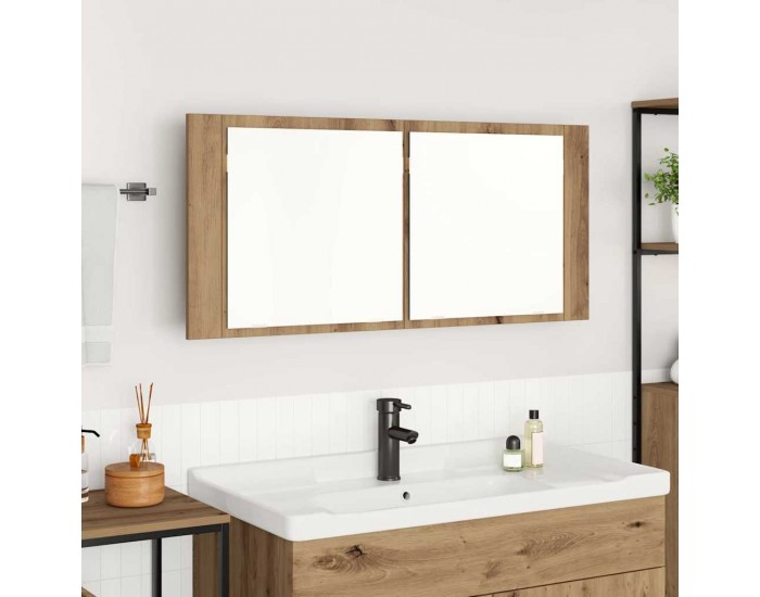 Sonata H LED Огледало за Съхранение с рафт дъб артизан 100 x 12 x 45 см