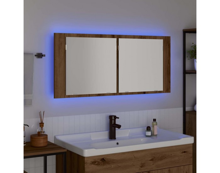 Sonata H LED Огледало за Съхранение с рафт дъб артизан 100 x 12 x 45 см