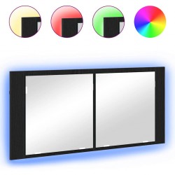 Sonata H LED Огледало за Съхранение с рафт Черен дъб 100 x 12 x 45 см - Baie