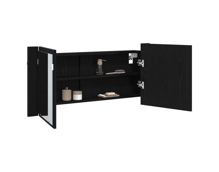 Sonata Cameră de Oglindă LED Stejar Negru 100 x 12 x 45 cm