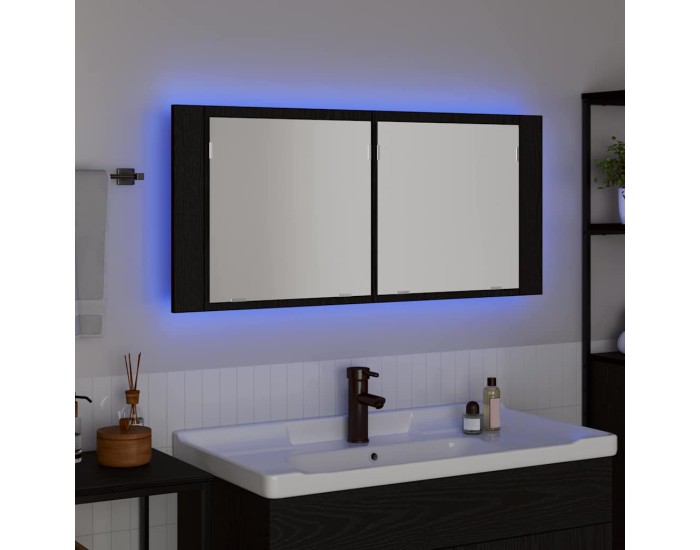 Sonata Cameră de Oglindă LED Stejar Negru 100 x 12 x 45 cm