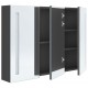Sonata H LED шкаф с огледало за баня, 89x14x62 см, сив