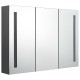Sonata H LED шкаф с огледало за баня, 89x14x62 см, сив