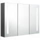 Sonata H LED шкаф с огледало за баня, 89x14x62 см, сив