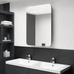 Sonata H LED шкаф с огледало за баня, сияйно черно, 60x11x80 см - Dulapuri de baie