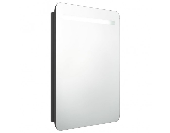 Sonata H LED шкаф с огледало за баня, сияйно черно, 60x11x80 см