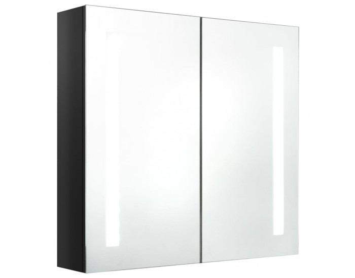 Sonata H LED шкаф с огледало за баня, сияйно черно, 62x14x60 см