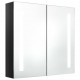 Sonata H LED шкаф с огледало за баня, сияйно черно, 62x14x60 см