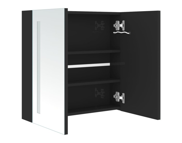 Sonata Dulap de baie cu oglindă și LED negru strălucitor 62x14x60 cm