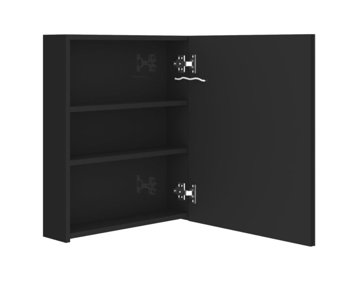 Sonata Dulap de baie cu oglindă și LED, negru strălucitor, 50x14x60 cm