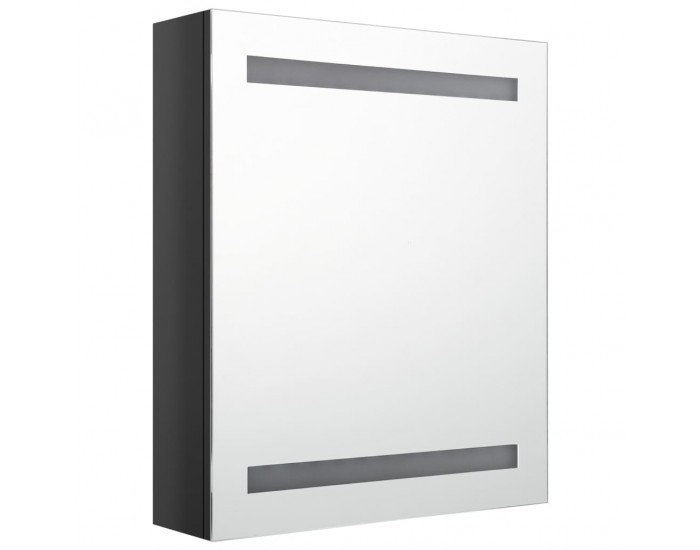 Sonata H LED шкаф с огледало за баня, сияйно черно, 50x14x60 см