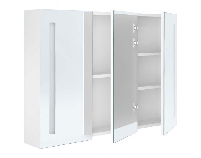 Sonata H LED шкаф с огледало за баня, 89x14x62 см, блестящо бял