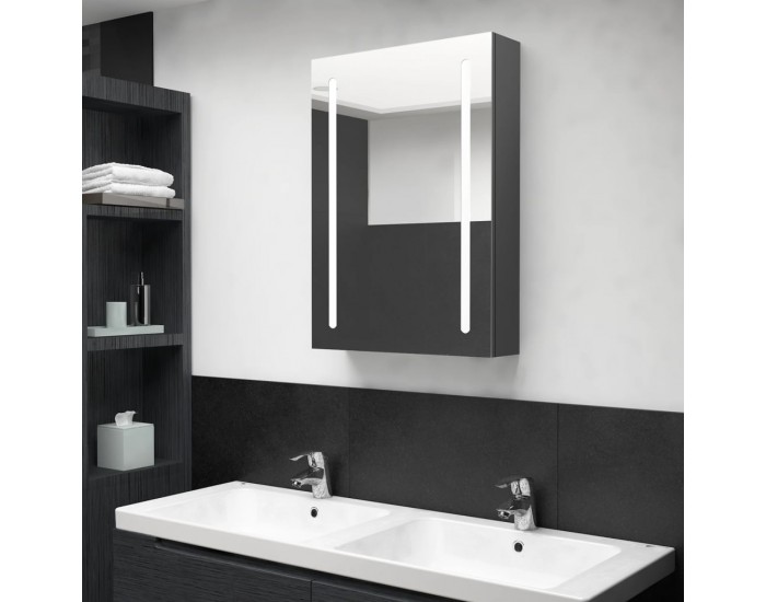 Sonata H LED шкаф с огледало за баня, сив, 50x13x70 см