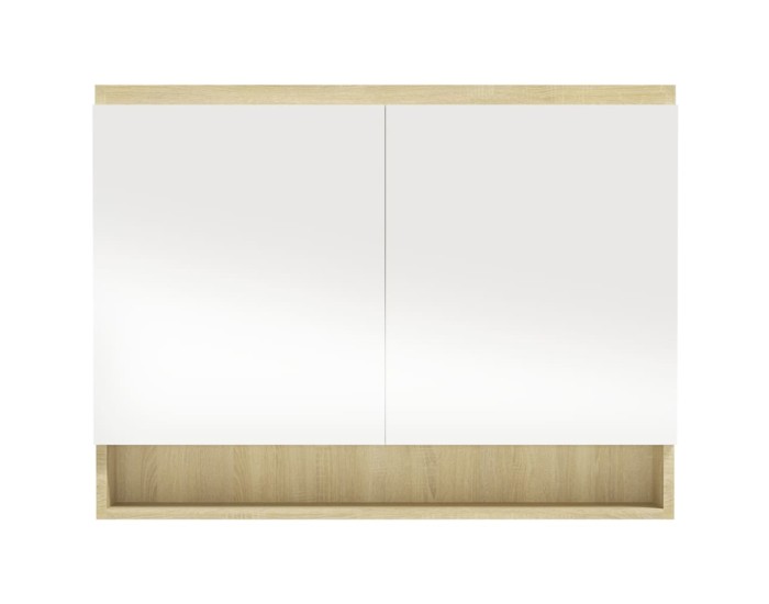 Sonata Dulap de baie cu oglindă, alb și stejar, 80x15x60 cm, MDF