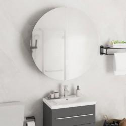 Sonata H Шкаф за баня с кръгло огледало и LED, бял, 54x54x17,5 см - Dulapuri de baie