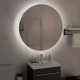 Sonata H Шкаф за баня с кръгло огледало и LED, бял, 54x54x17,5 см
