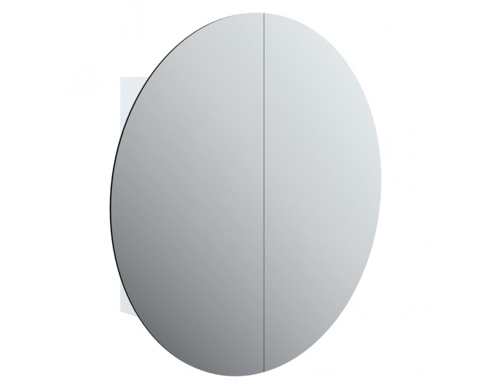 Sonata H Шкаф за баня с кръгло огледало и LED, бял, 54x54x17,5 см