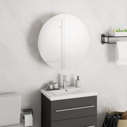 Sonata H Шкаф за баня с кръгло огледало и LED, бял, 40x40x17,5 см - Dulapuri de baie