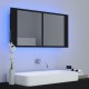 Sonata H Шкаф с LED огледало за баня, черно, 90x12x45 см, акрил
