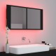 Sonata H Шкаф с LED огледало за баня, черно, 90x12x45 см, акрил