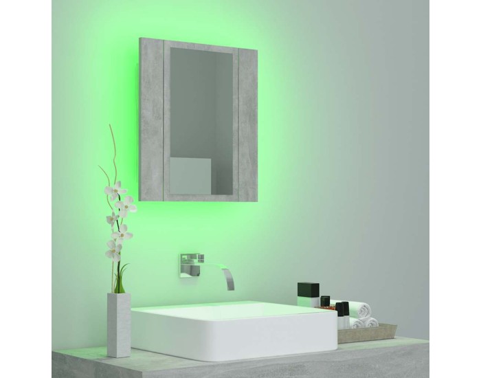Sonata Dulap de baie cu oglindă & LED, gri beton, 40x12x45 cm acril