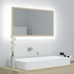 Sonata H LED огледало за баня, дъб сонома, 80x8,5x37 см, акрил - Baie