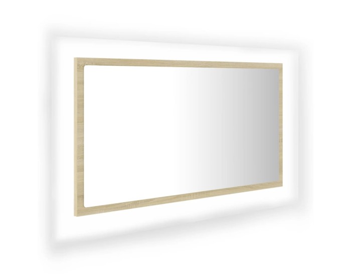 Sonata Oglindă de baie cu LED, stejar sonoma, 80x8,5x37 cm, acril