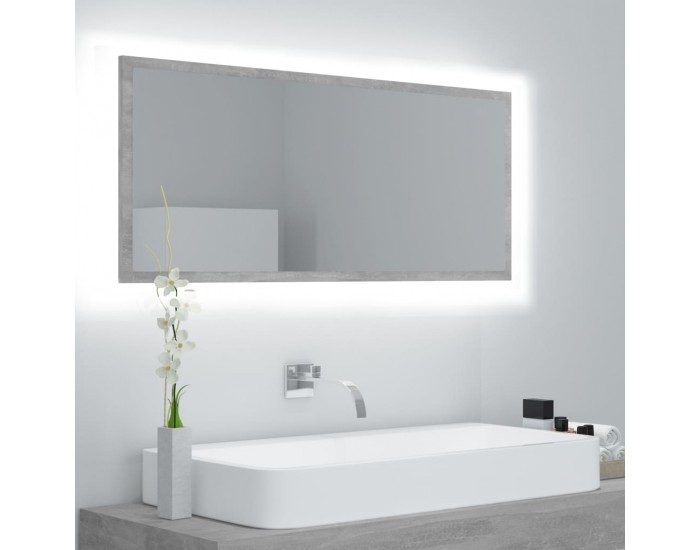 Sonata H LED огледало за баня, бетонно сиво, 100x8,5x37 см, акрил