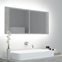 Sonata H LED шкаф с огледало за баня, бетонно сив, 100x12x45 см, акрил - Baie