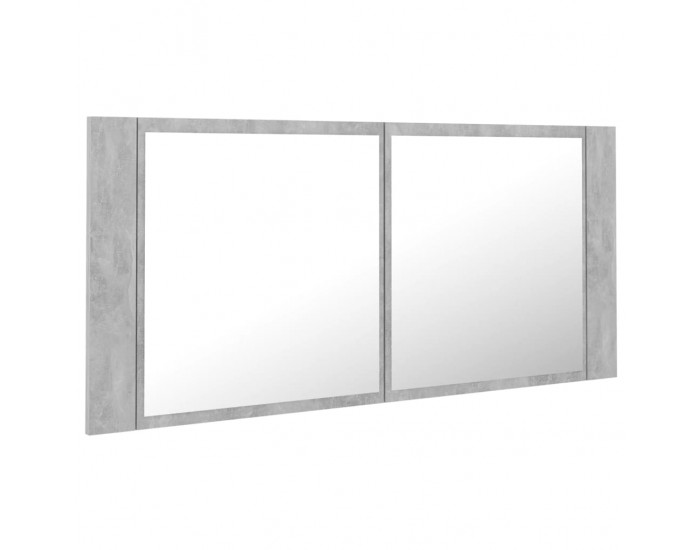 Sonata H LED шкаф с огледало за баня, бетонно сив, 100x12x45 см, акрил