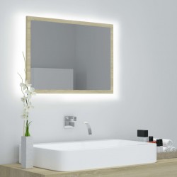 Sonata H LED огледало за баня, дъб сонома, 60x8,5x37 см, акрил - Baie