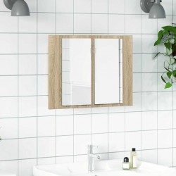 Sonata H Шкаф с LED огледало за баня, дъб сонома, 60x12x45 см, акрил - Dulapuri de baie