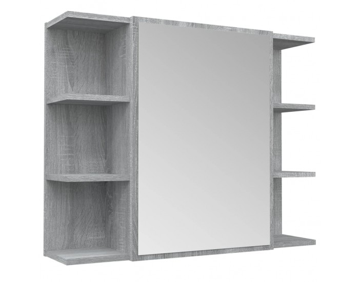 Sonata H Огледален шкаф за баня сив сонома 80x20,5x64 см инженерно дърво