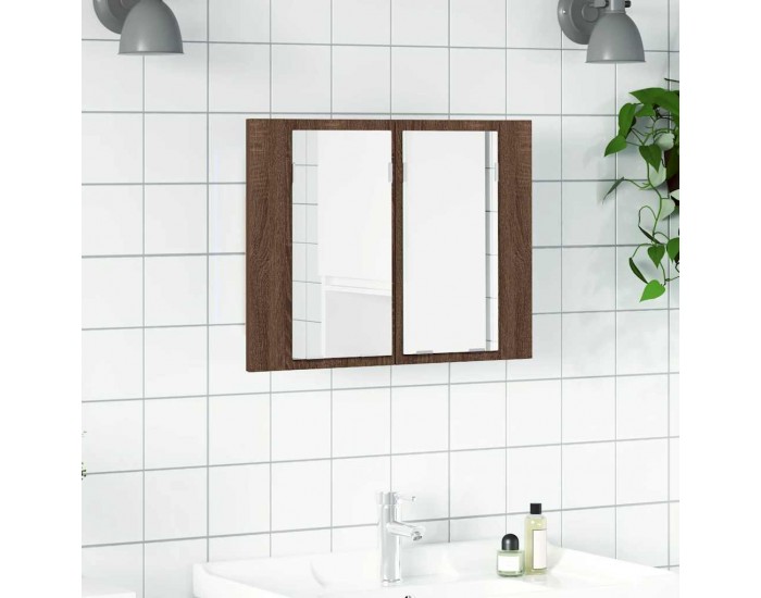 Sonata H LED огледален шкаф, кафяв дъб, 60x12x45 см, инженерно дърво