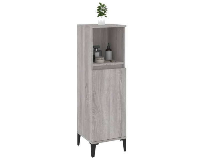 Sonata Dulap de baie, gri sonoma, 30x30x100 cm, lemn prelucrat