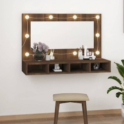 Sonata H Огледален шкаф с LED, кафяв дъб, 90x31,5x62 см - Dulapuri de baie