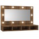 Sonata H Огледален шкаф с LED, кафяв дъб, 90x31,5x62 см