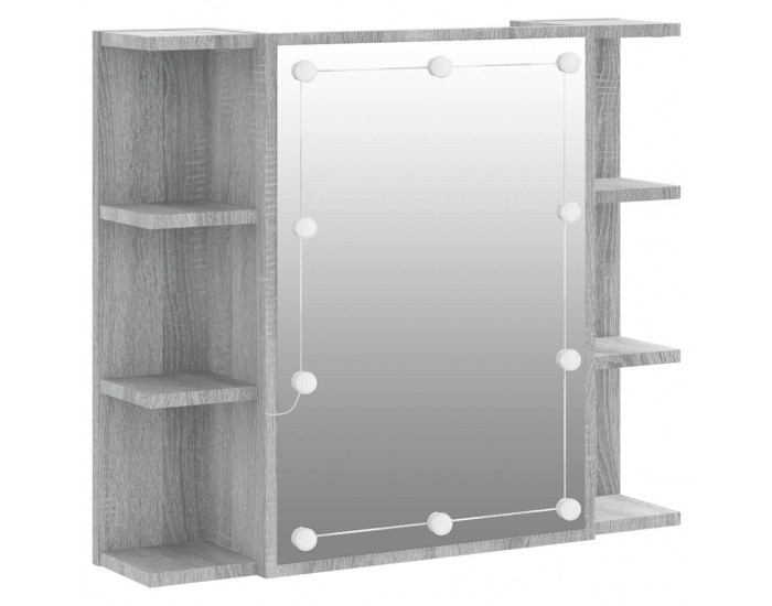 Sonata H Огледален шкаф с LED, сив сонома, 70x16,5x60 см