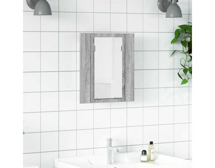 Sonata H LED шкаф за баня огледало сив сонома 40x12x45см инженерно дърво