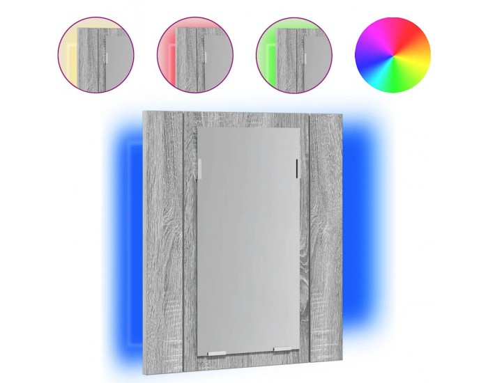 Sonata H LED шкаф за баня огледало сив сонома 40x12x45см инженерно дърво