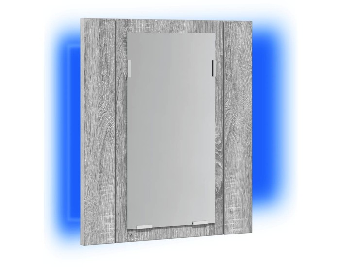 Sonata Dulap cu oglindă cu LED de baie, gri sonoma, 40x12x45 cm, lemn