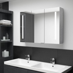 Sonata H LED шкаф с огледало за баня, бетонно сив, 89x14x62 см - Baie