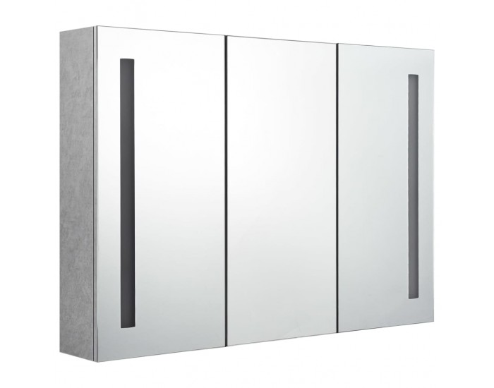 Sonata H LED шкаф с огледало за баня, бетонно сив, 89x14x62 см