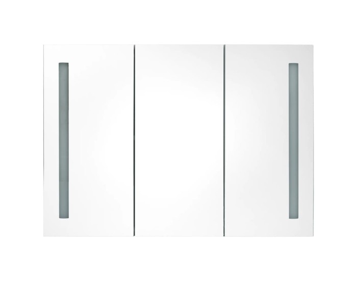Sonata Dulap de baie cu oglindă și LED, gri beton, 89x14x62 cm