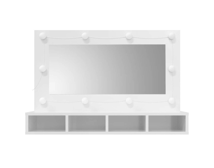 Sonata Dulap cu oglindă și LED, alb extralucios, 90x31,5x62 cm