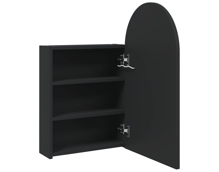 Sonata Dulap cu oglindă de baie cu LED, negru, 42x13x70 cm, arcuit
