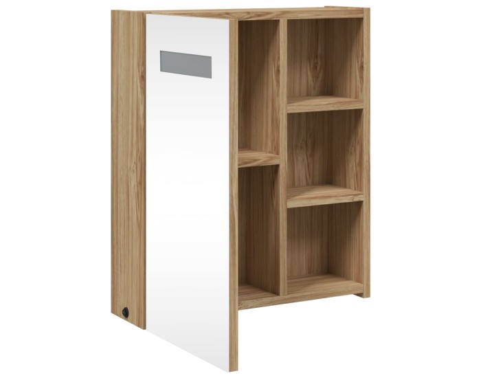 Sonata Dulap cu oglindă de baie cu LED, stejar, 45x13x52 cm