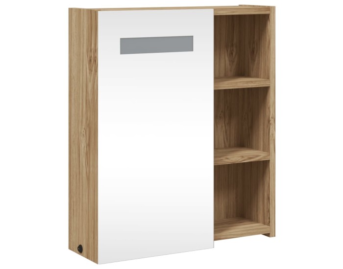 Sonata Dulap cu oglindă de baie cu LED, stejar, 45x13x52 cm