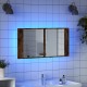 Sonata H Шкаф с LED огледало за баня, опушен дъб, 90x12x45 см, акрил