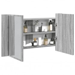 Sonata H Шкаф с LED огледало за баня, сив сонома, 80x12x45 см, акрил - Dulapuri de baie